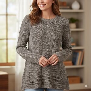 EIGHT EIGHT EIGHT M Sweater Earth Tones Chevron Knit Cotton Coastal Grandma Boho